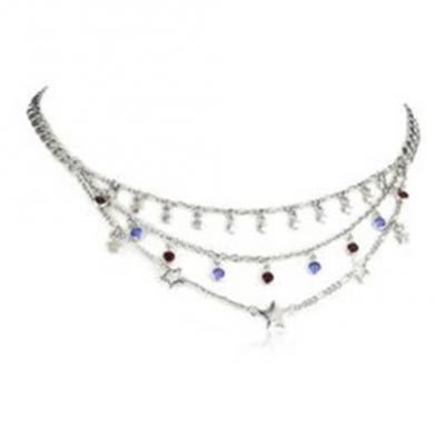 Captain America Triple Chain Star Crystal Collar Necklace.jpg